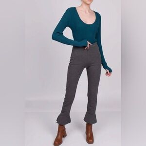 PINKO Sweat Trousers Melange Flare Cuffs in Grey, Made in Italy,Size 38 IT (2US)